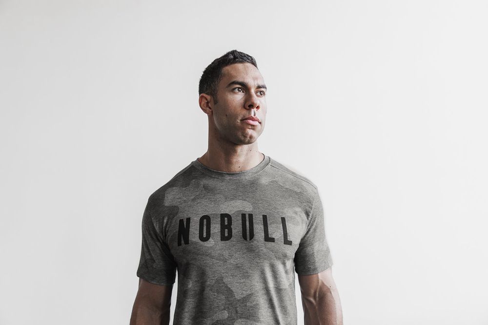 T-Shirts NOBULL Homme Grise Camouflage - NOBULL,France (7089-PFZMJ)